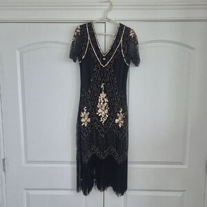 Flapper Black and Gold Dress